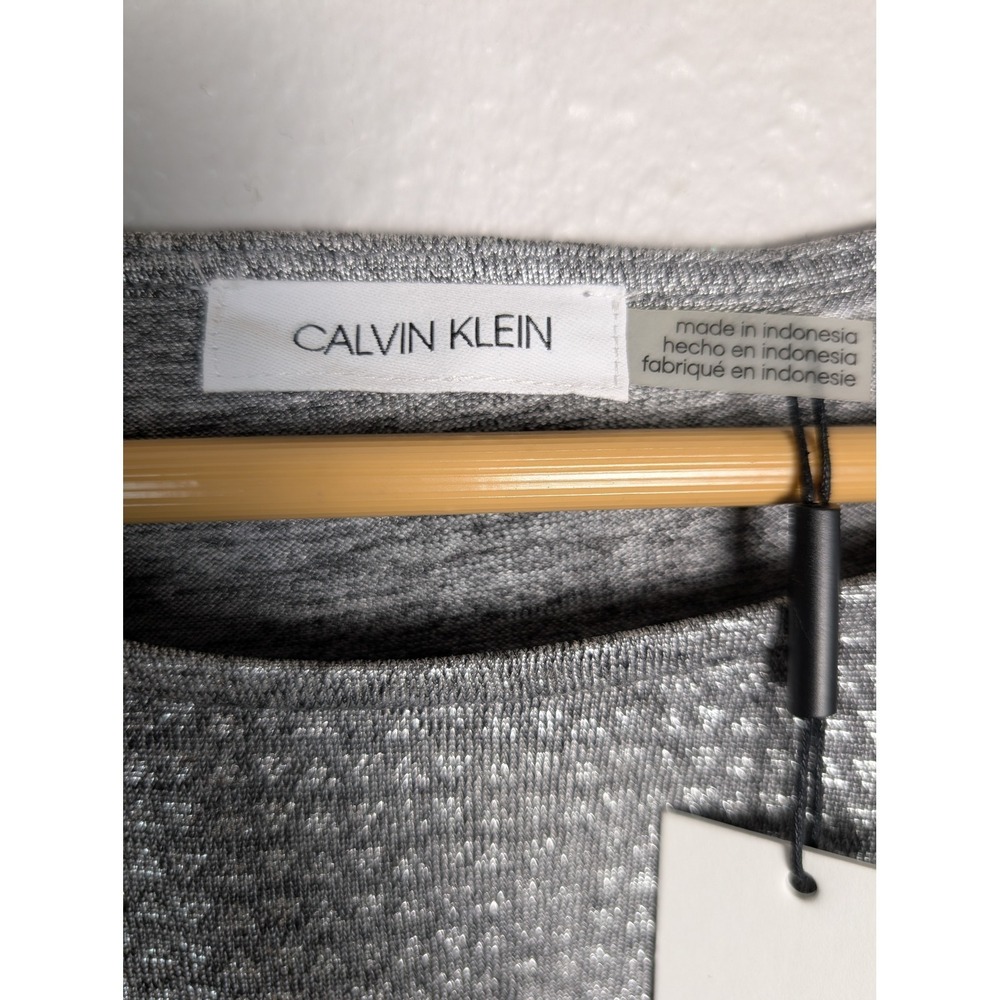 Calvin Klein Womens Silver Metallic Ruched Sleeveless Boat Neck Top M1AHL802 M - Picture 5 of 10